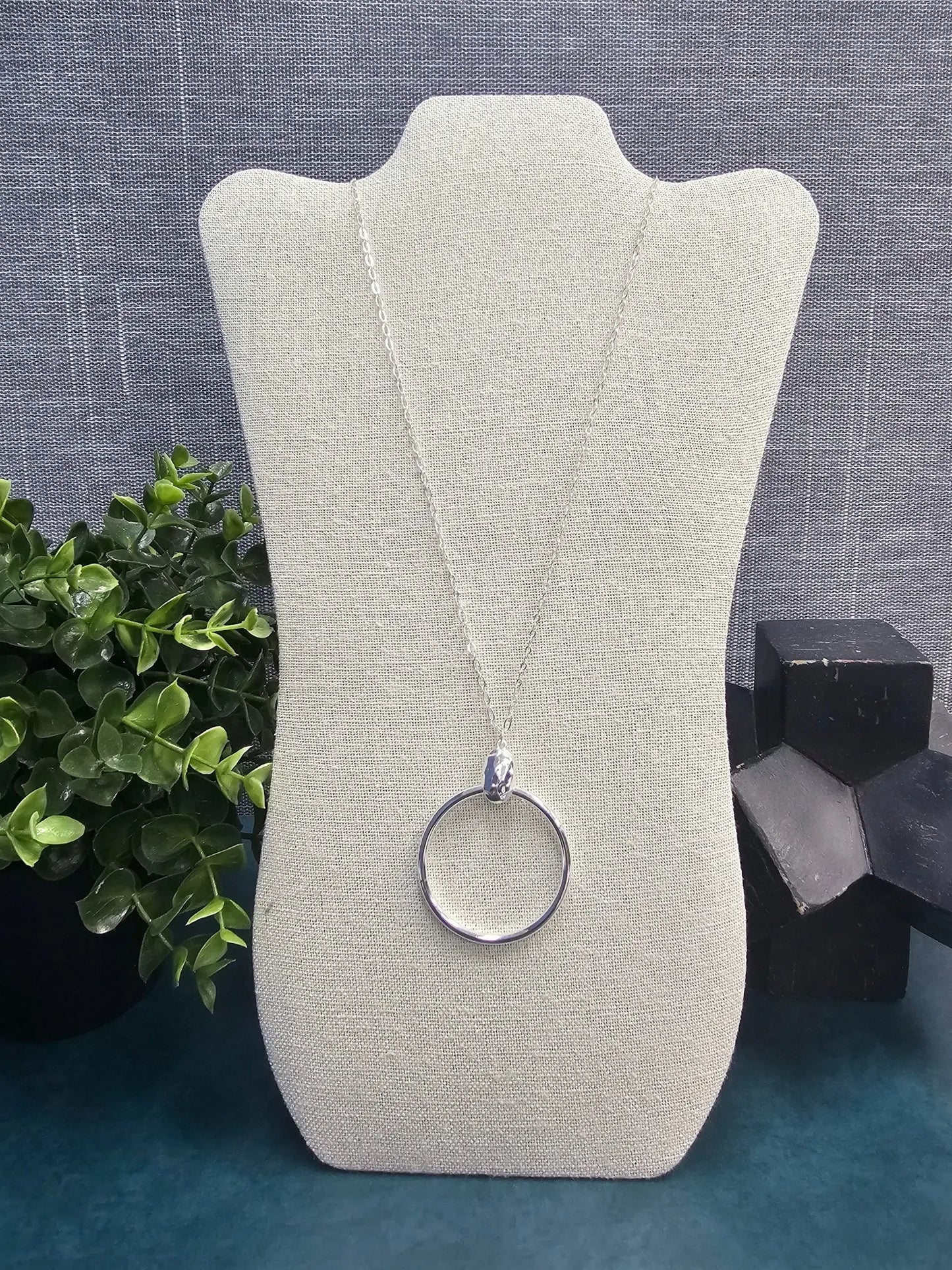 Long Chain Necklace w/Circle Pendant What's Hot