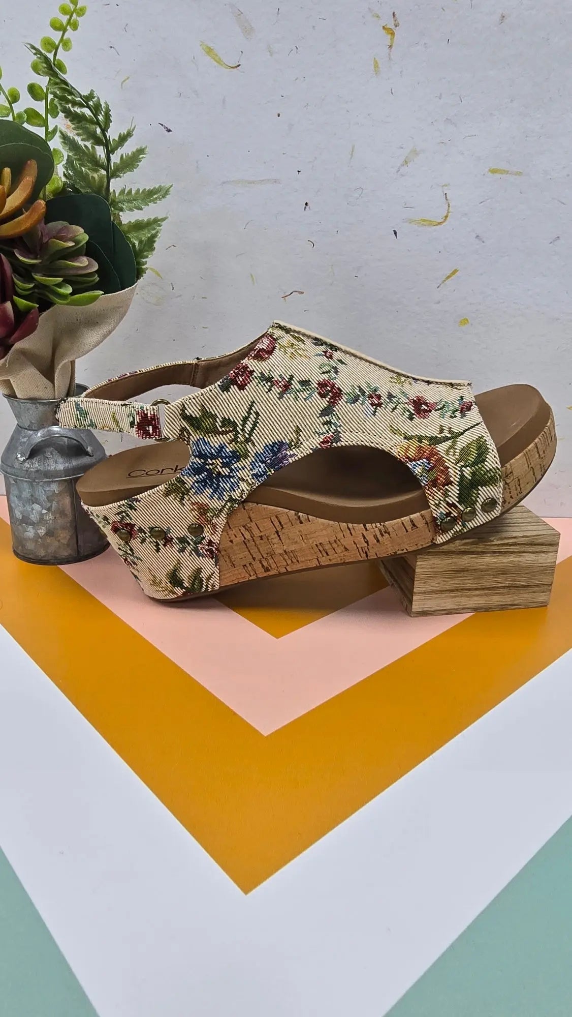 Carley Floral Tapestry Wedge Sandal Corky's