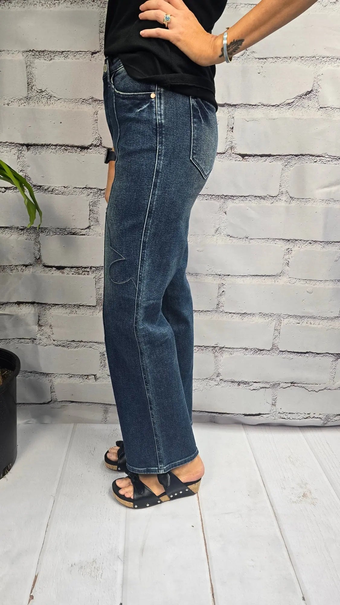 JOLENE HIGH WAIST WESTERN SEAM DETAIL STRAIGHT Judy Blue