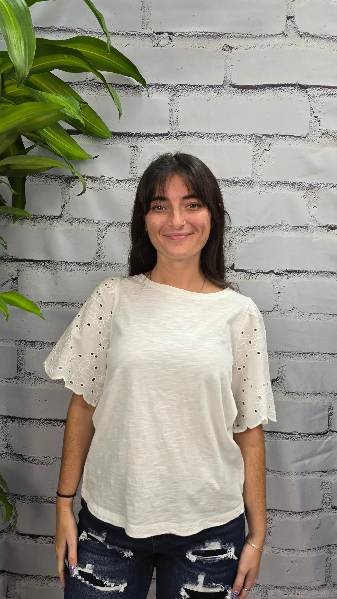 Ivory Lace Sleeve Top beachlunchlouge