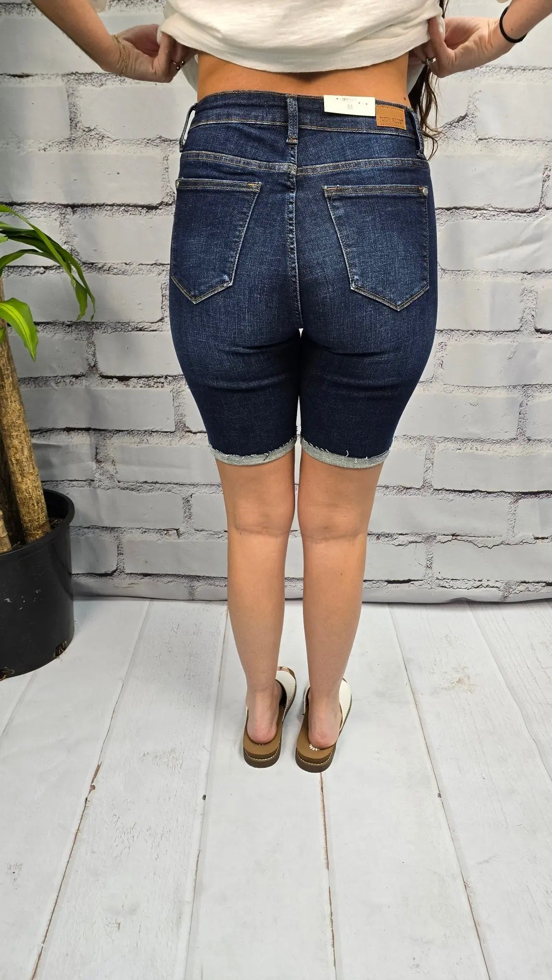 Lennon Hi-Rise Patch Bermuda Shorts Judy Blue