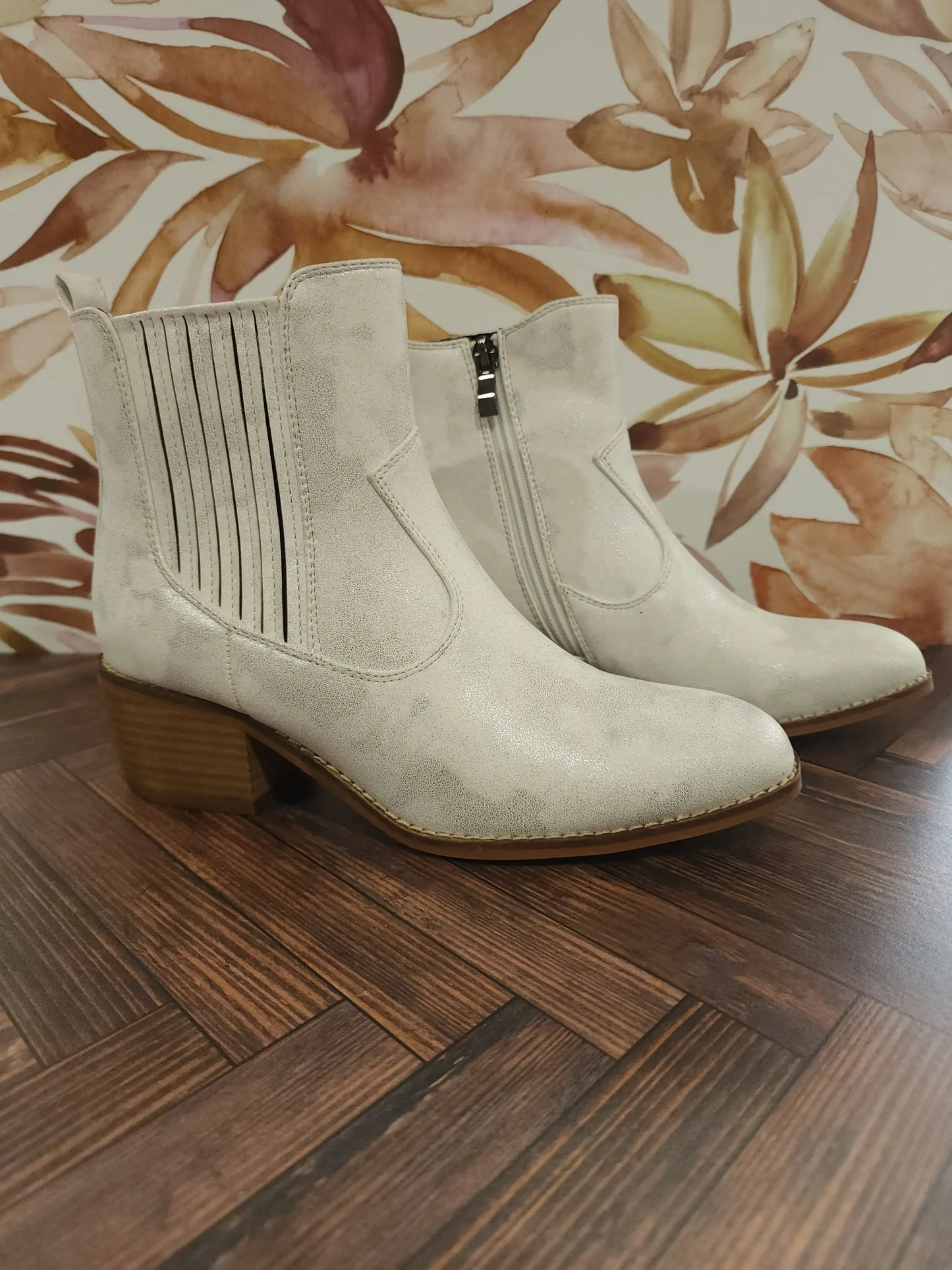 White Shimmer Ankle Boots Corky's