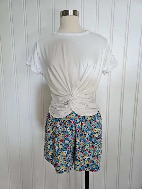 White Mock Crop Twist Top Les Amis