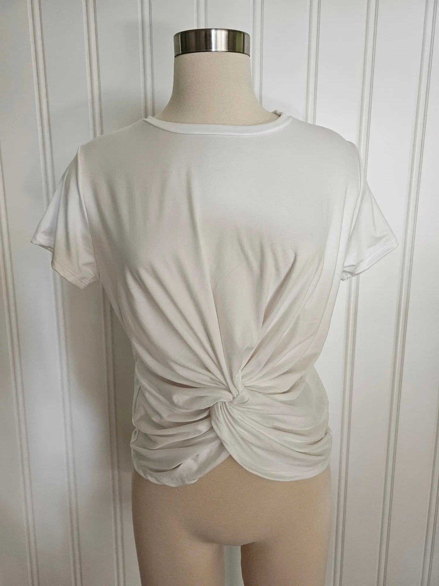 White Mock Crop Twist Top Les Amis