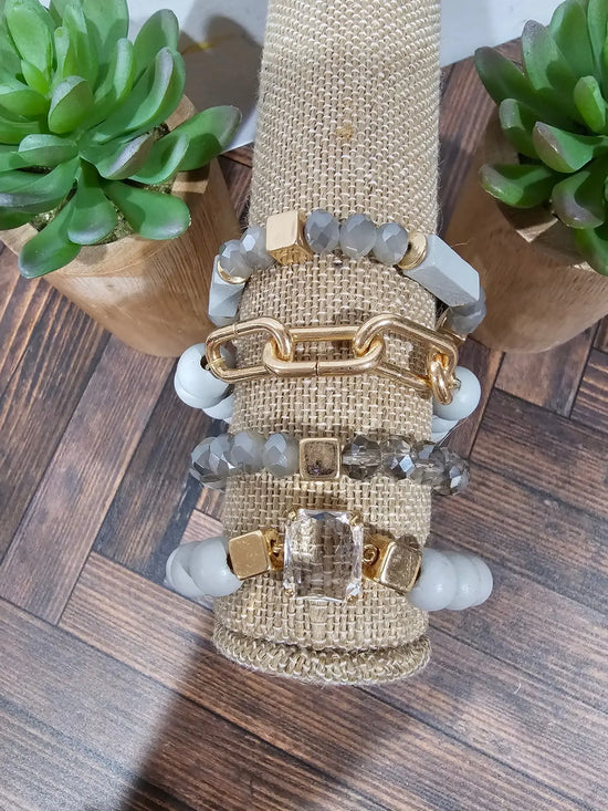 Grey 4 chain bracelet set What's Hot