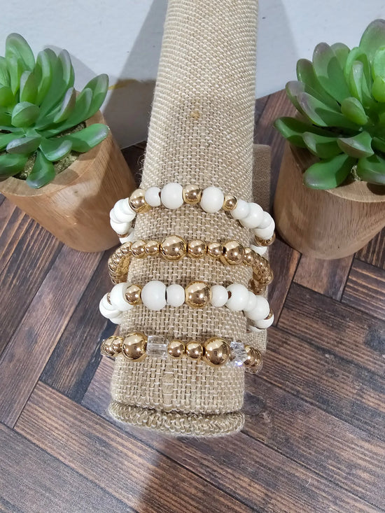 Cream & Gold w/Clear Beads What's Hot