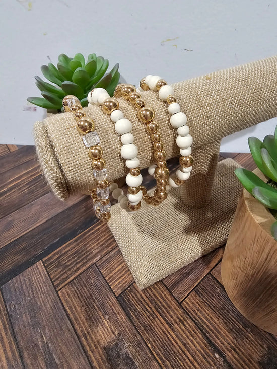 Cream & Gold w/Clear Beads What's Hot