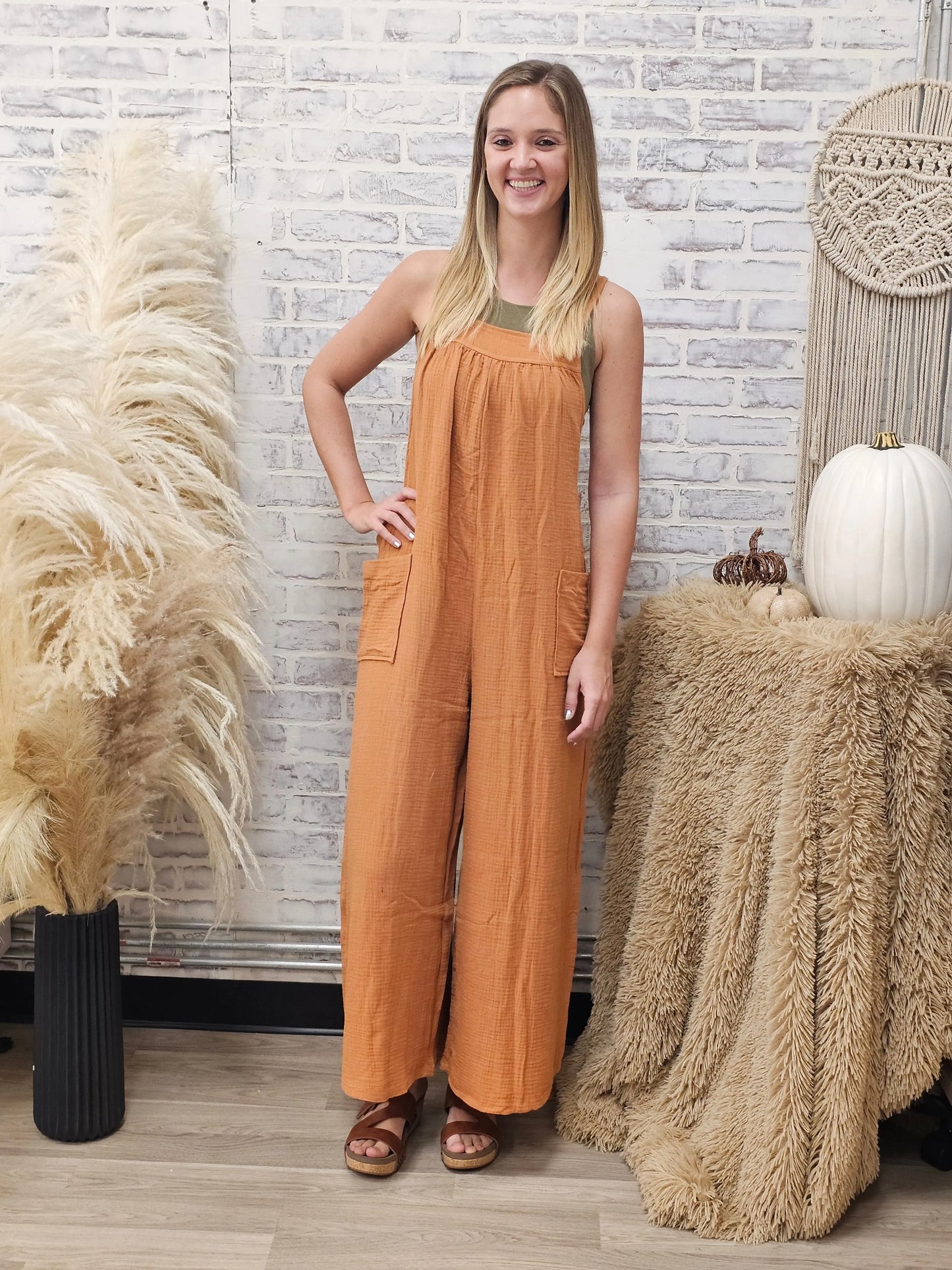 Camel Jumpsuit NO RETURNS Clearance Ces Femme