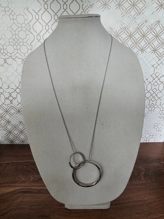 Gold or Silver Circle Pendant Long Necklace Zenzii