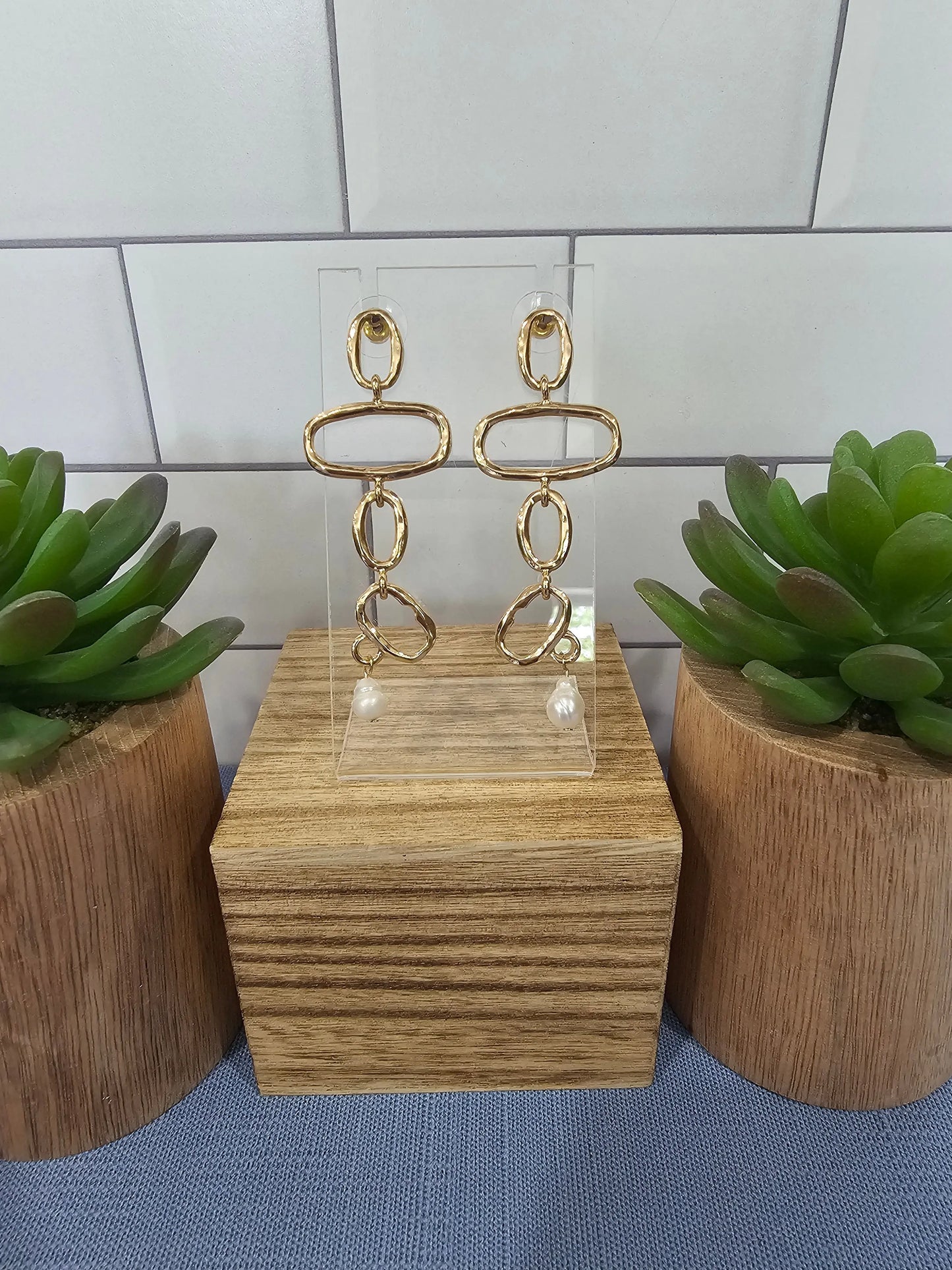 Gold & Pearl Dangle Earrings What's Hot