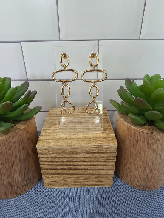 Gold & Pearl Dangle Earrings What's Hot