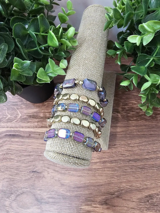 Gold & Iridescent Bracelet Set Pink Panache