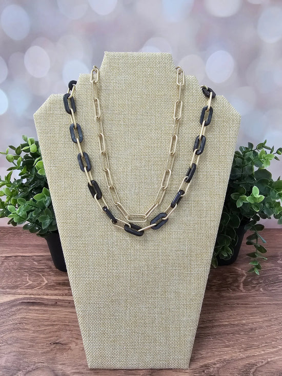Marbled Resin Link Layered Collar Necklace Zenzii