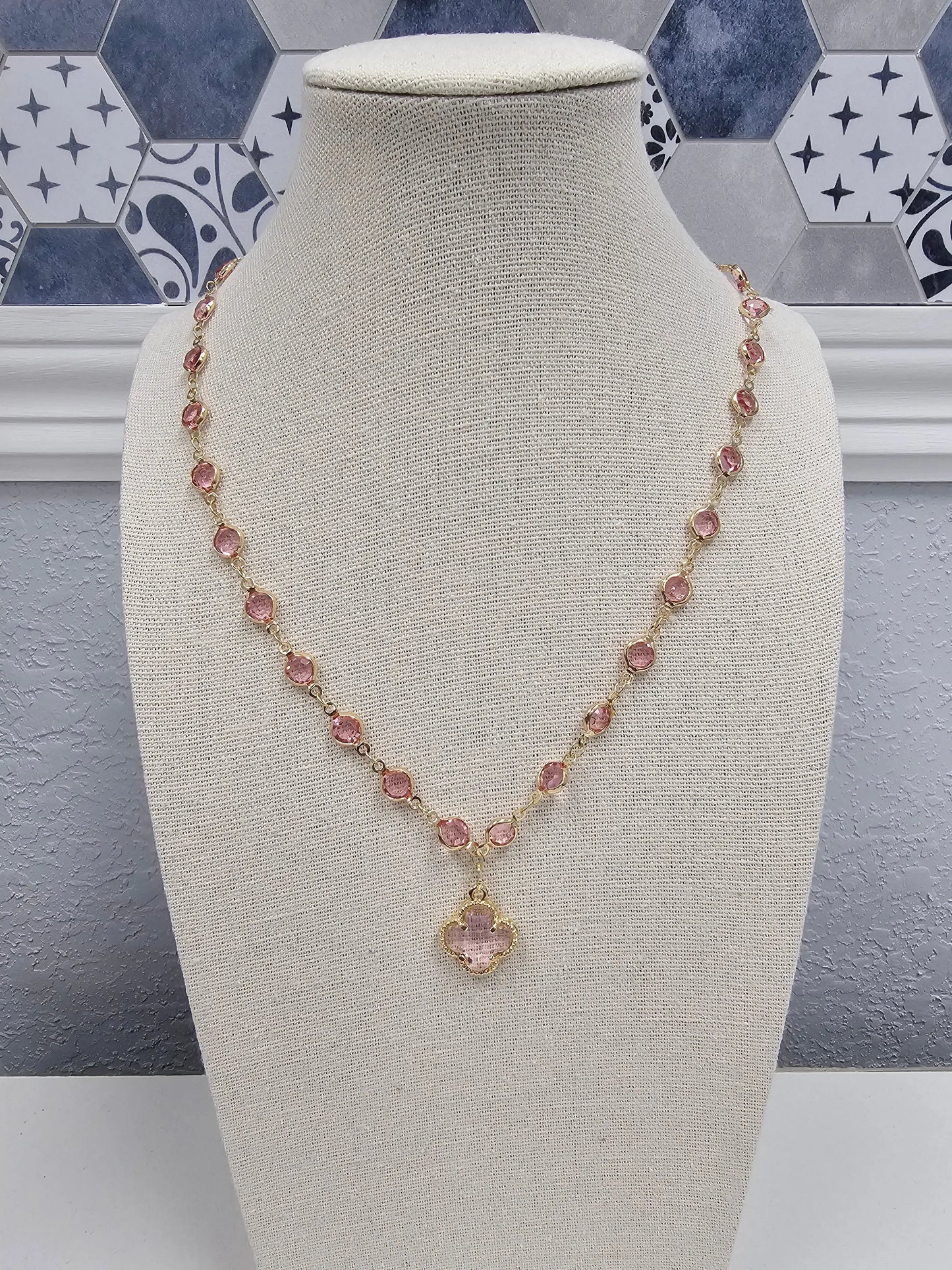 Oink or Clear Crystal Clover Necklace What's Hot
