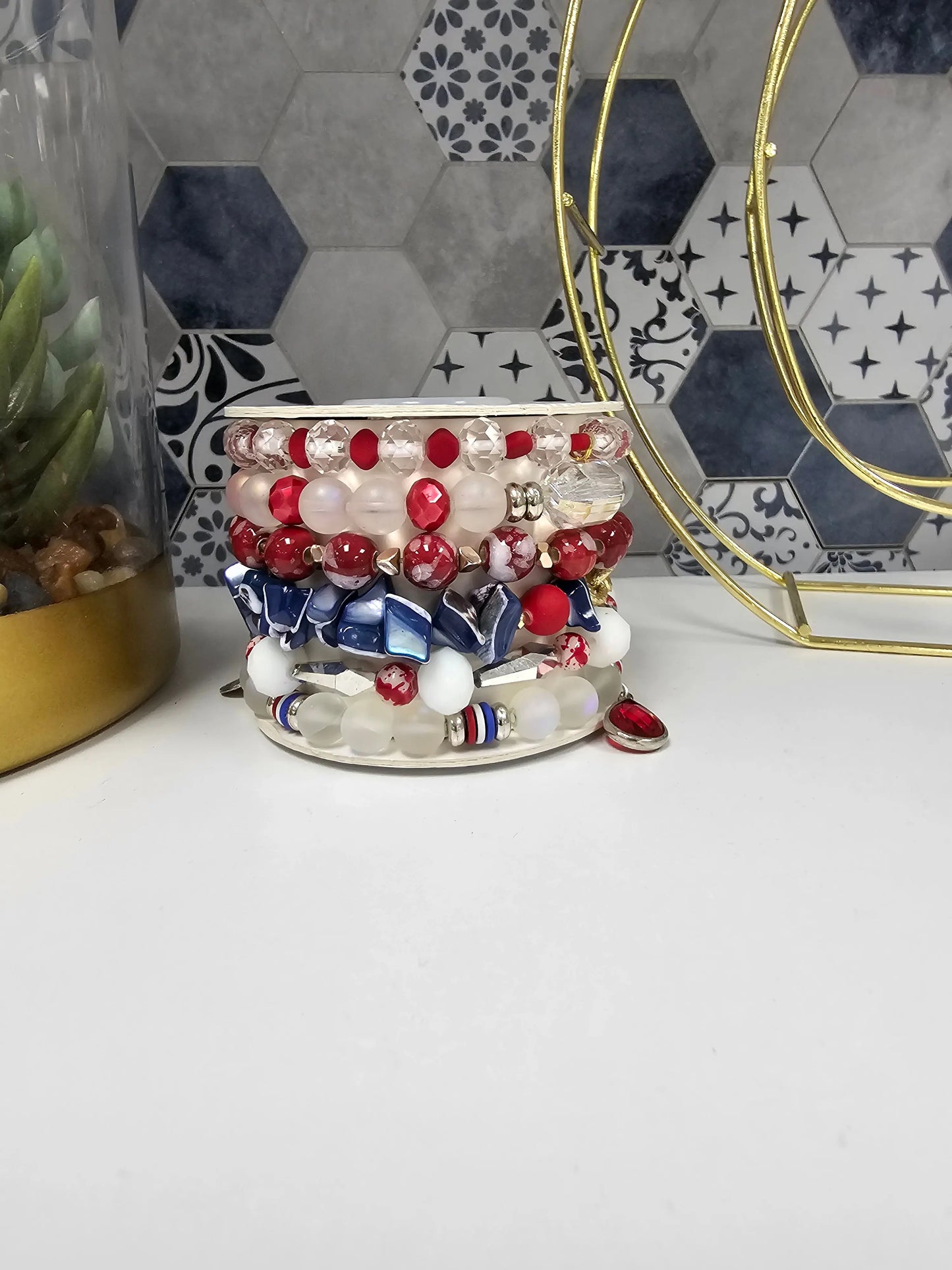 Set of 6 Red, White, Blue bracelets Ermish