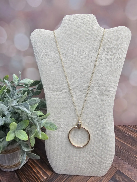 Long Chain Necklace w/Circle Pendant What's Hot