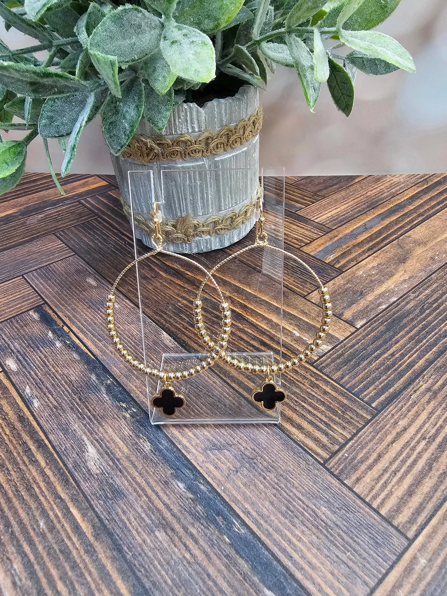 Beaded Hoop W/Clover What's Hot