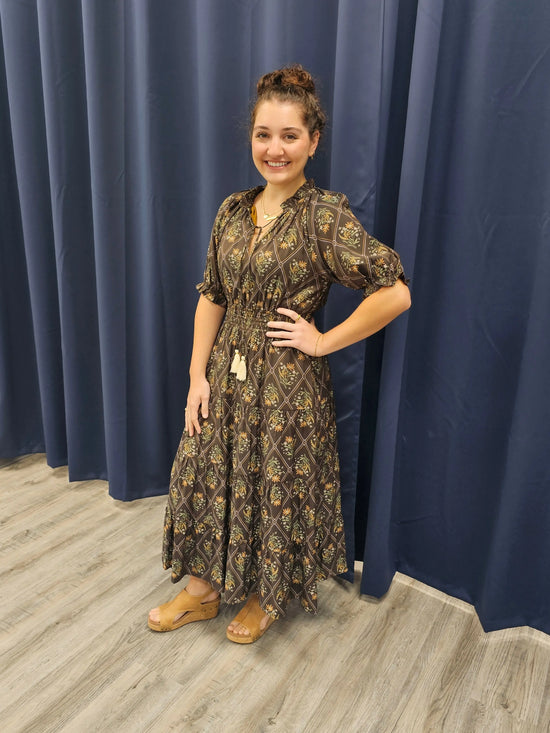 Smocked Waist Floral Dress THML