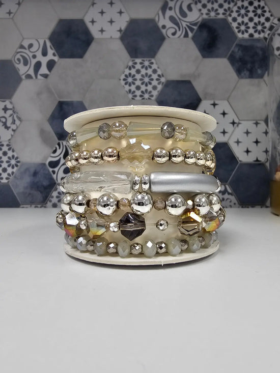 Silver Beaded Bracelet Set Ermish