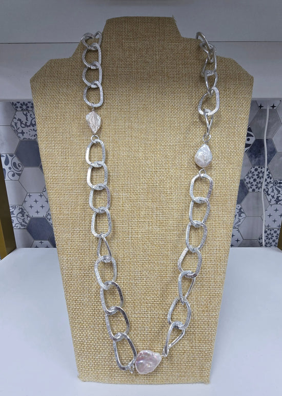 Gold Loop Coin Pearl Necklace Studio G