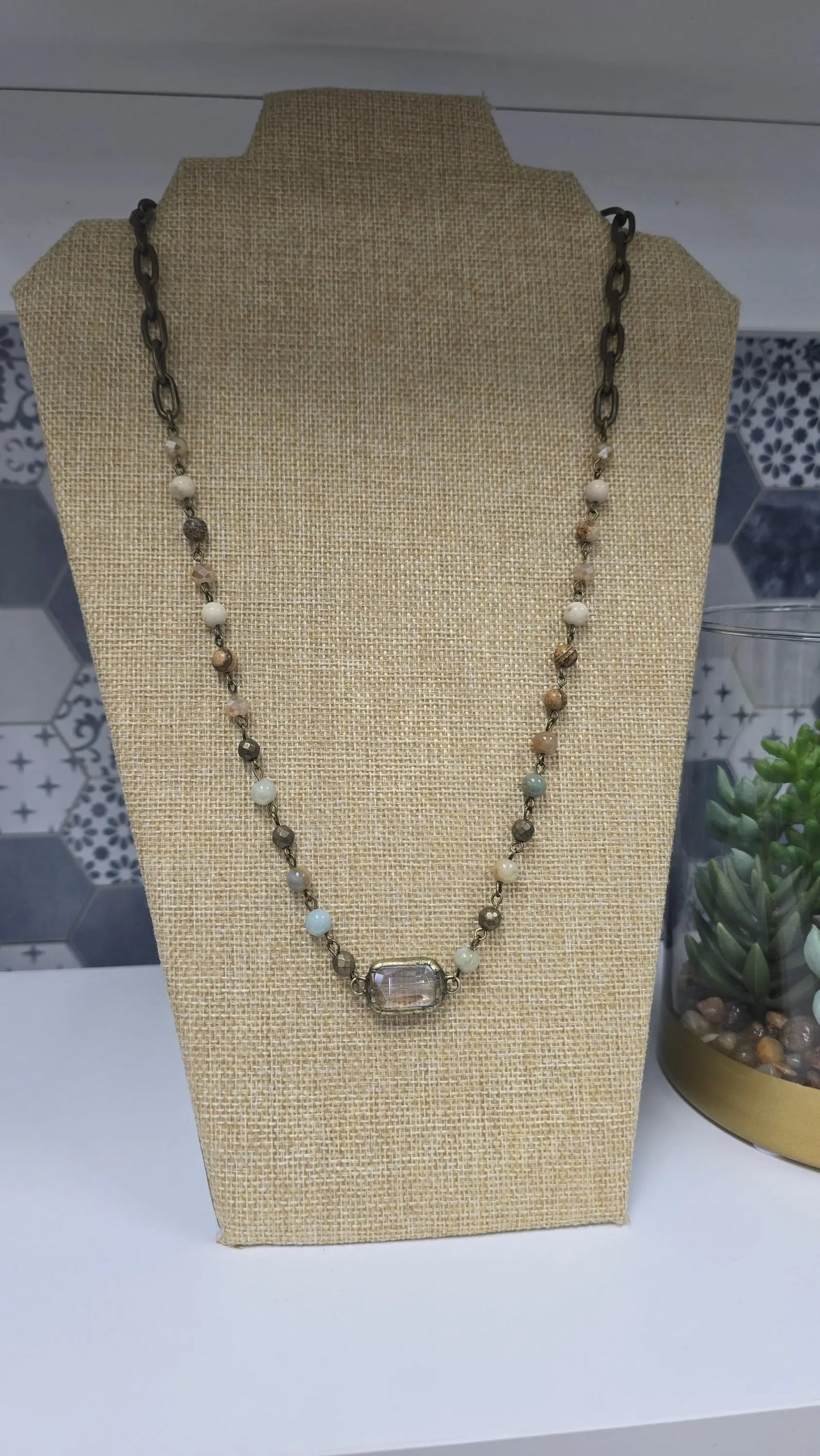 Amazonite & Picture Jasper with Beveled Square Glass rant & rave