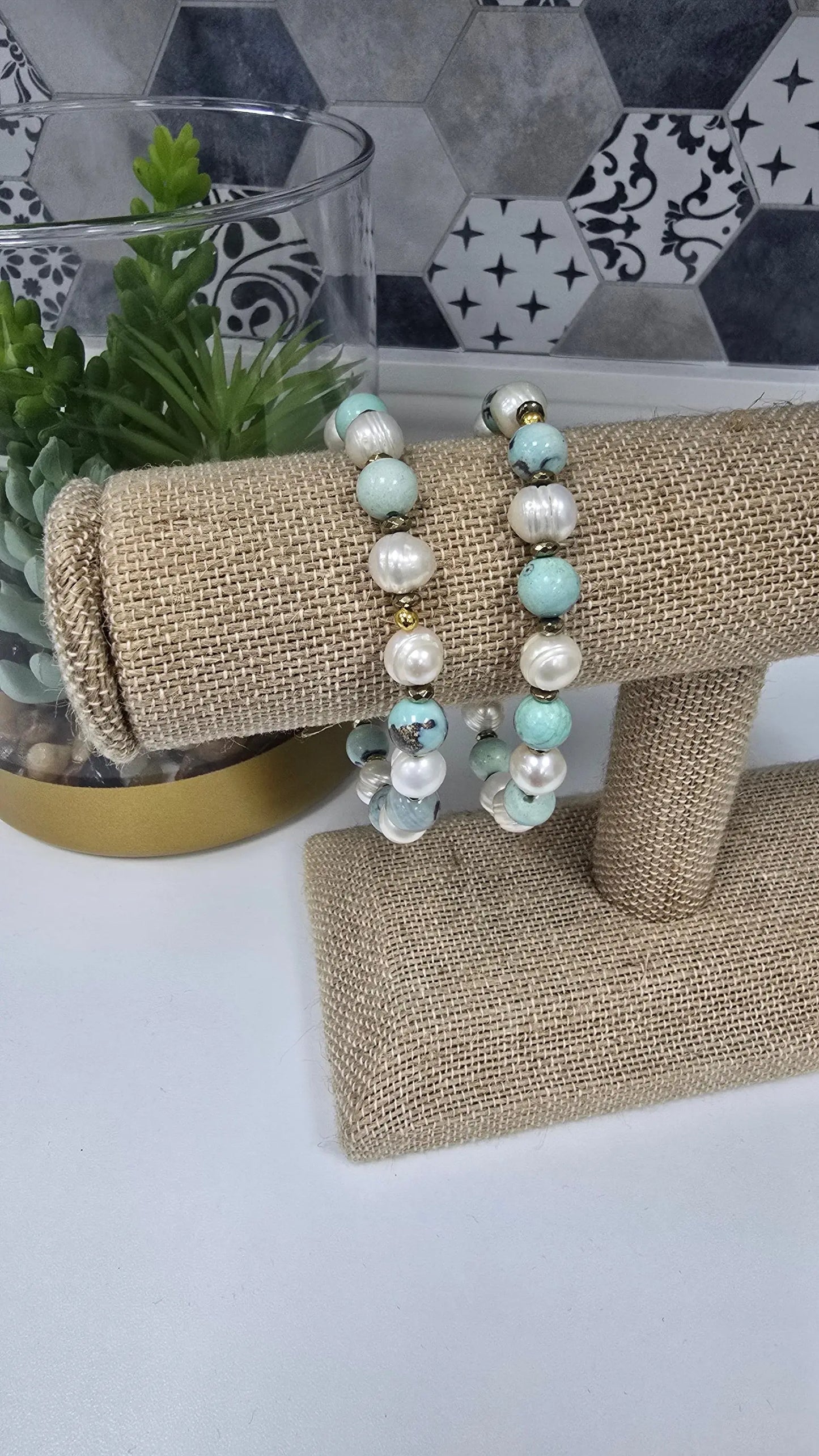 Imperial Jasper & Pearls w/Hematite Brfacelet rant & rave