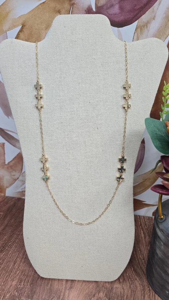 Water Resistant Gold Cross & Chain 32" Necklace What's Hot