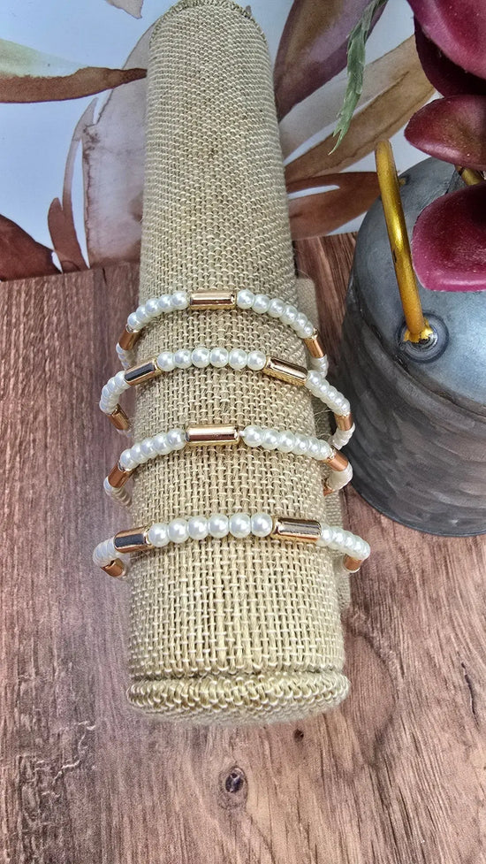 Pearl & Gold Bracelet Set of 4 What's Hot