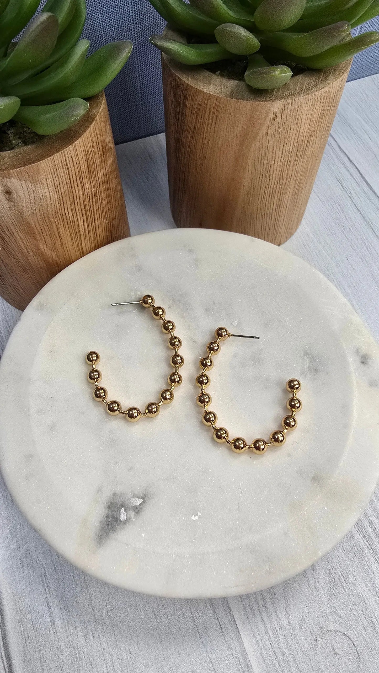Gold Ball Beaded Earrings What's Hot