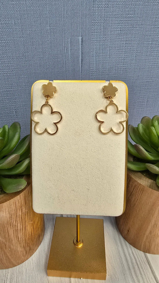 Gold Flower Dangle Earrings What's Hot