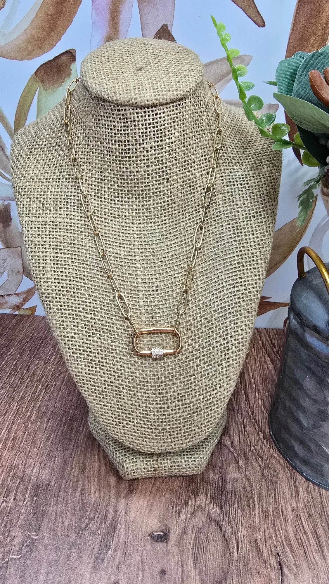 14k Gold Paper clip w/Lock Necklace MRKD for Life