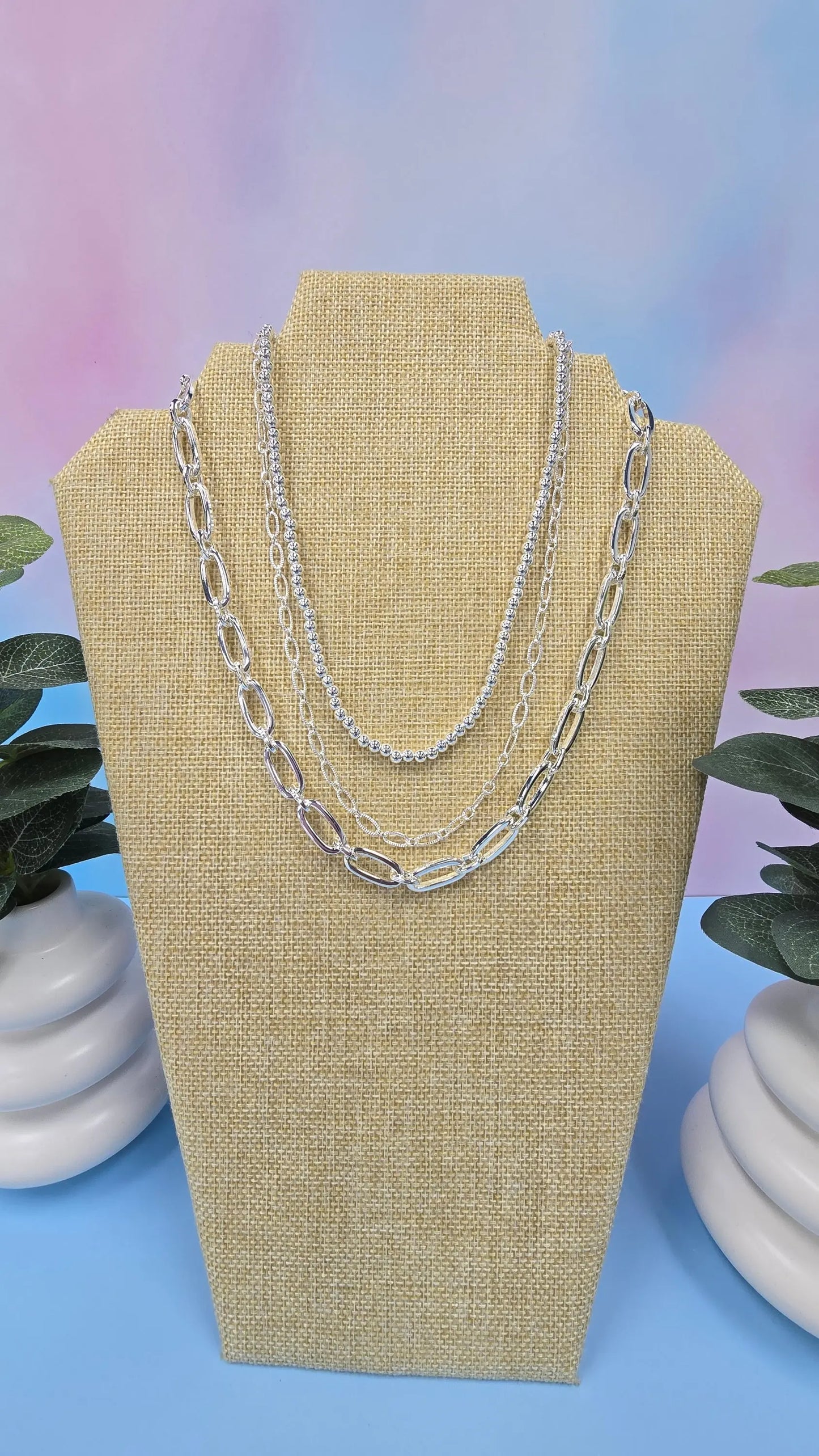 Triple chain silver necklace What's Hot
