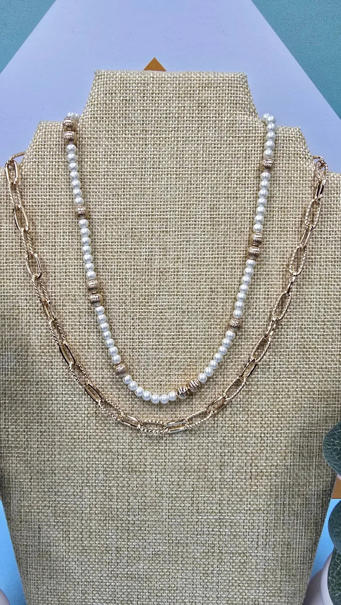 WR Double Layer Pearl Beaded Chain What's Hot