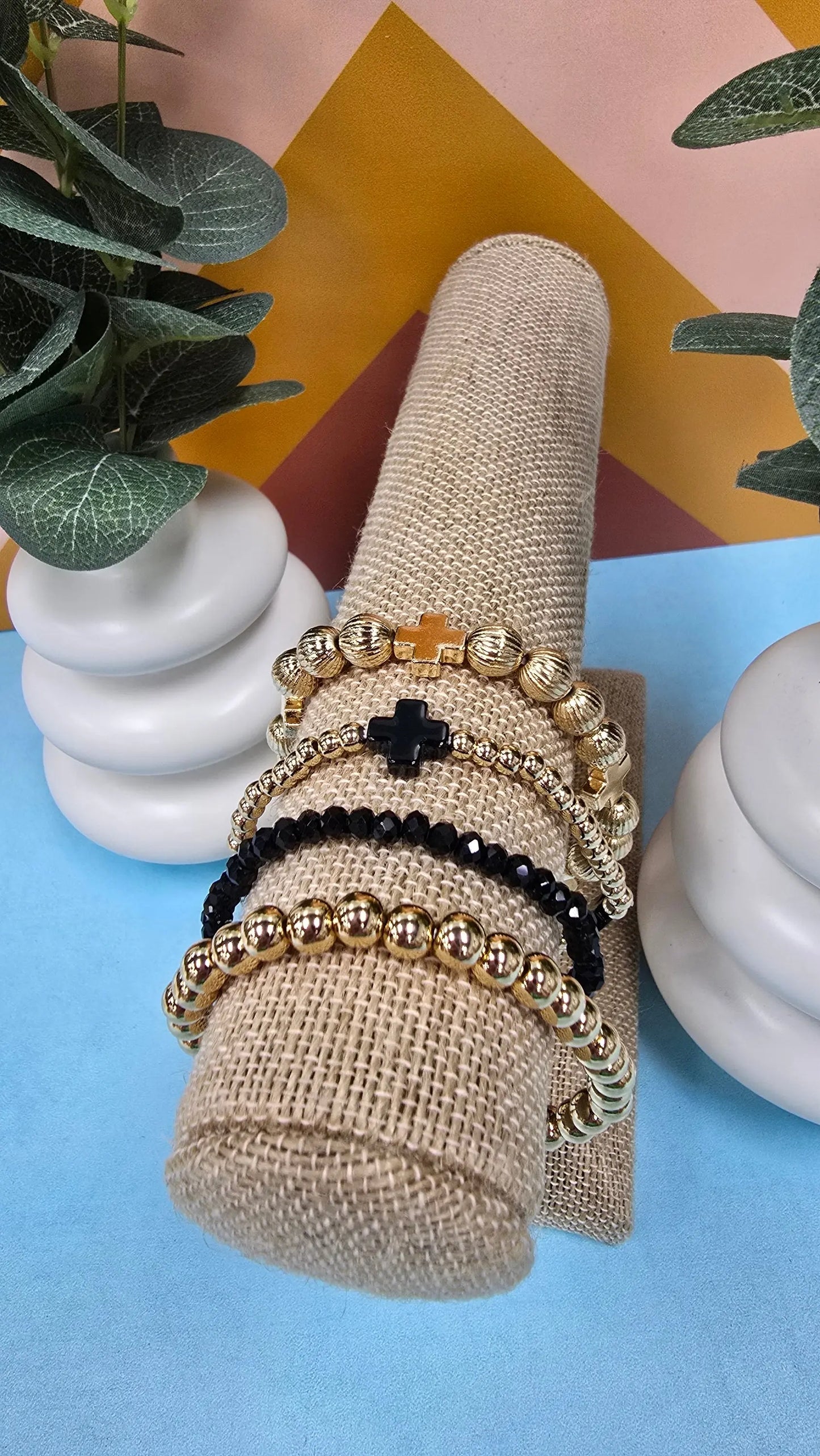 WR Set of Blk & Gold Bracelets What's Hot