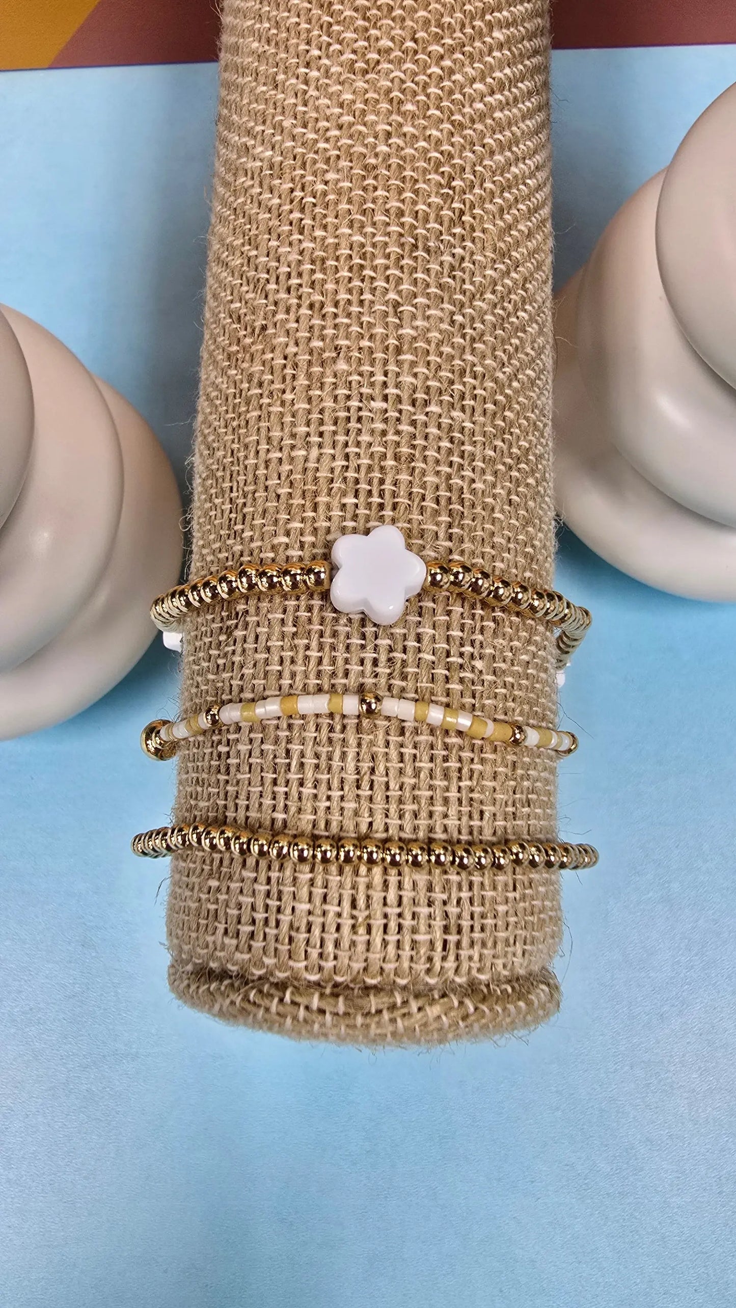 WR Set of 3 Seed, Gold & White Bracelets What's Hot