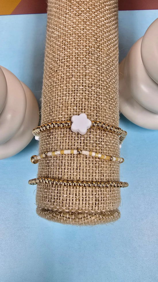 WR Set of 3 Seed, Gold & White Bracelets What's Hot