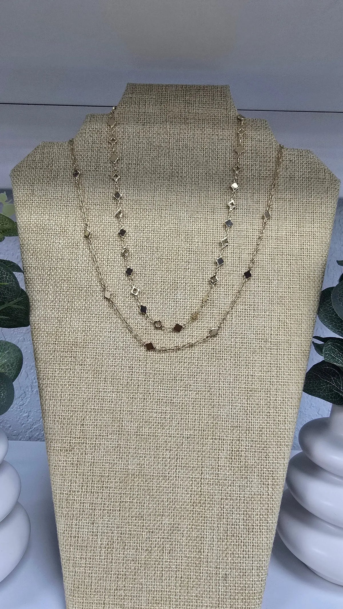 2 Chain Gold Clover Necklace What's Hot