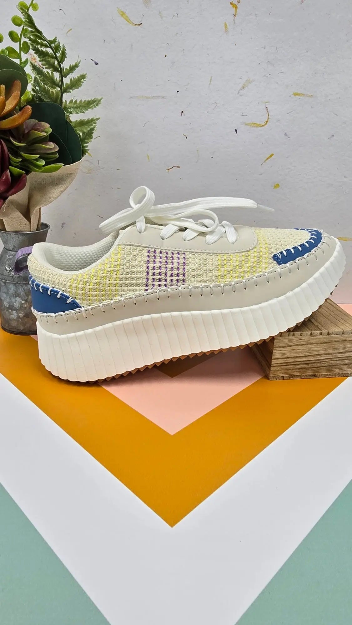 Hartley Platform Sneaker Multi Yellow Box