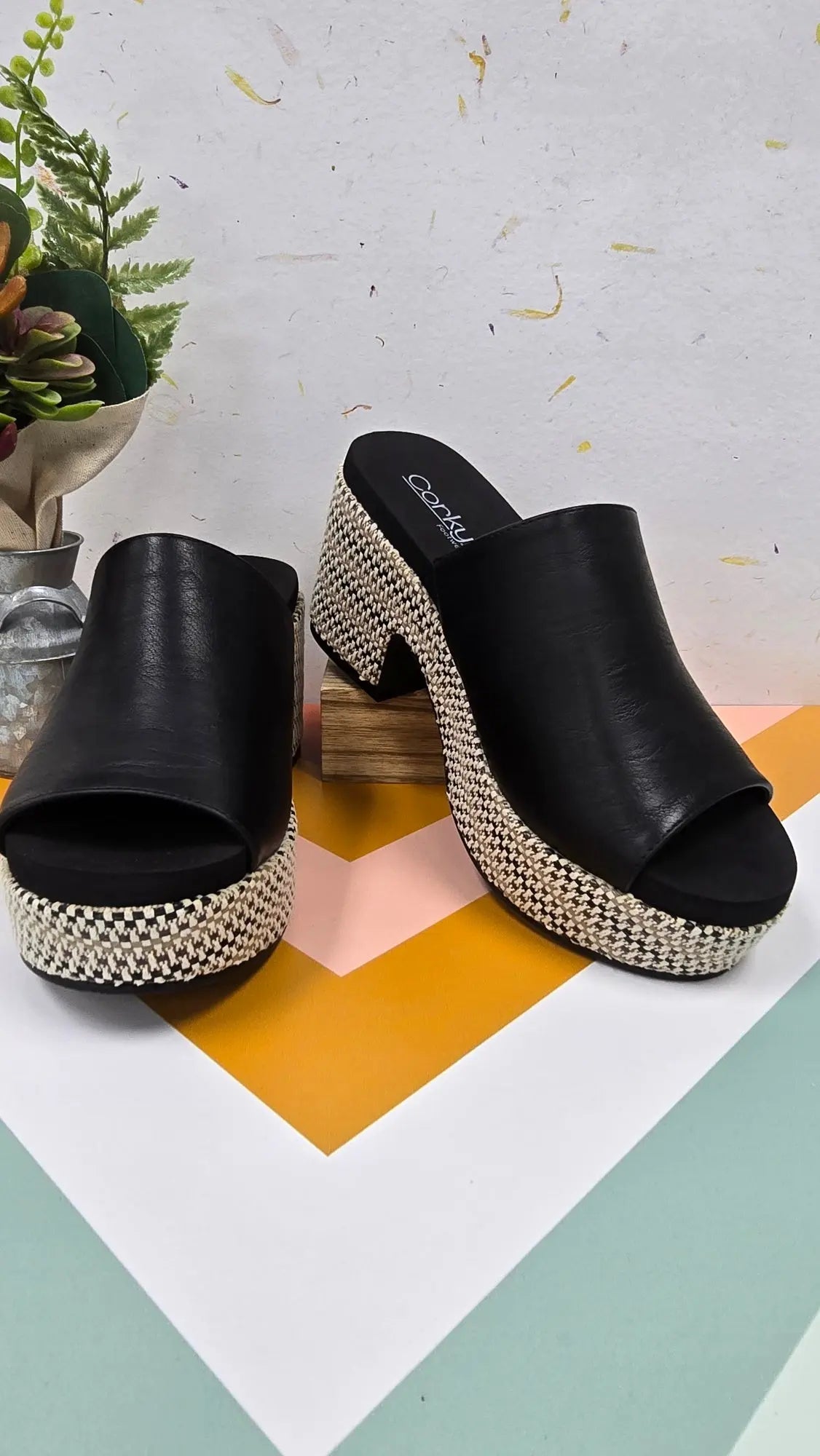 Black Raffia Slides Corky's