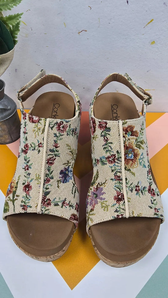 Carley Floral Tapestry Wedge Sandal Corky's