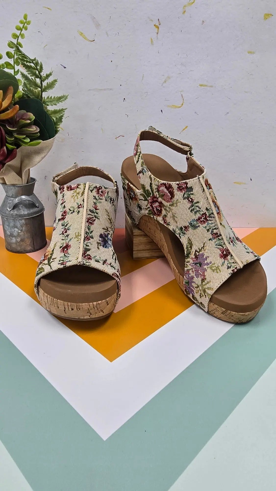 Carley Floral Tapestry Wedge Sandal Corky's