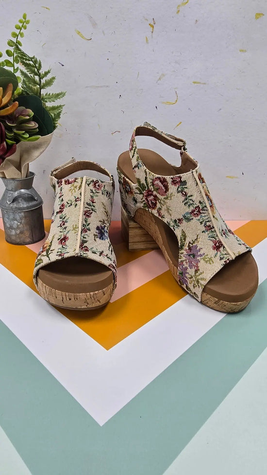Carley Floral Tapestry Wedge Sandal Corky's