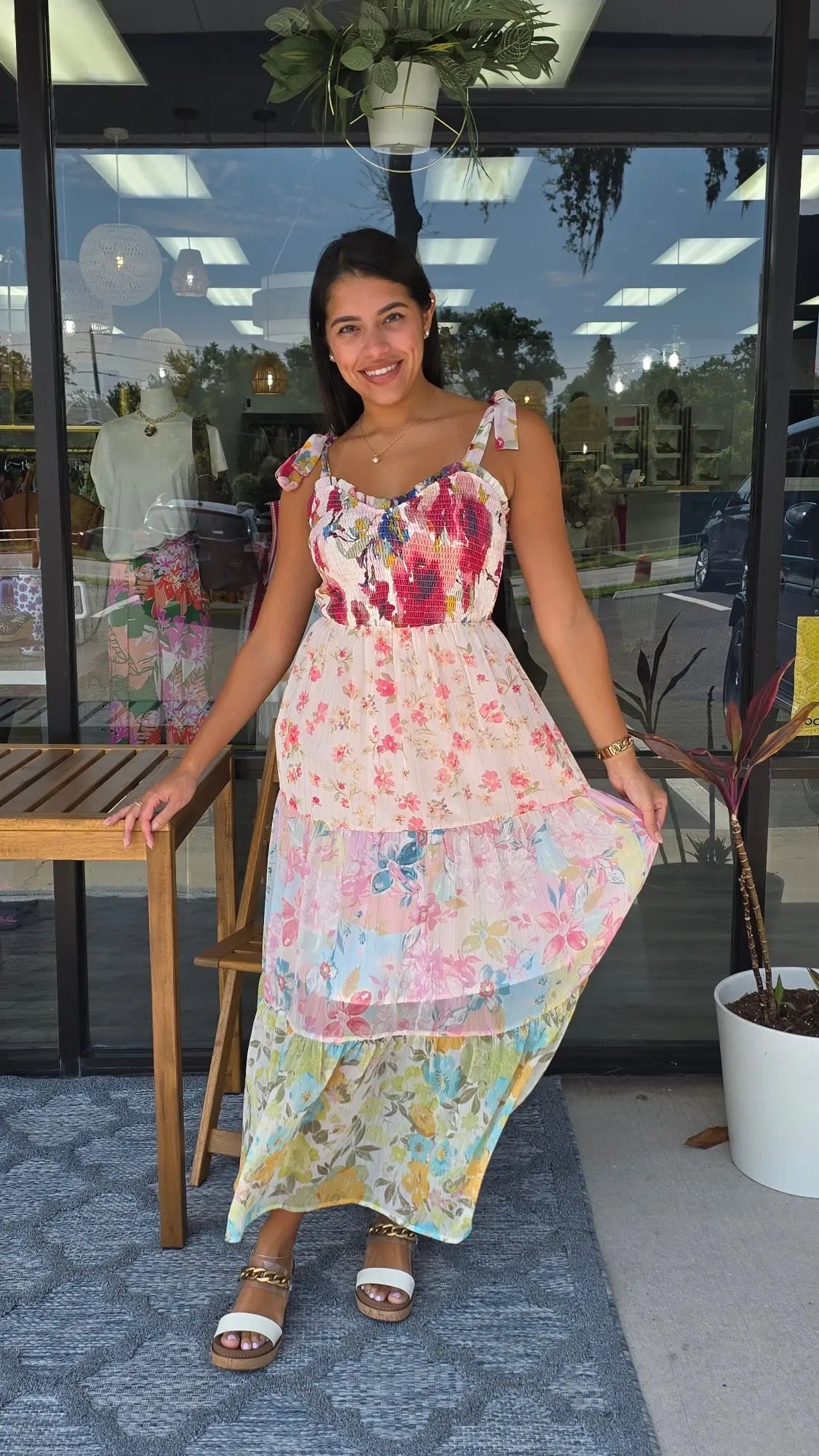 Bloom Belle Smocked Top Tiered Long Dress Mystree