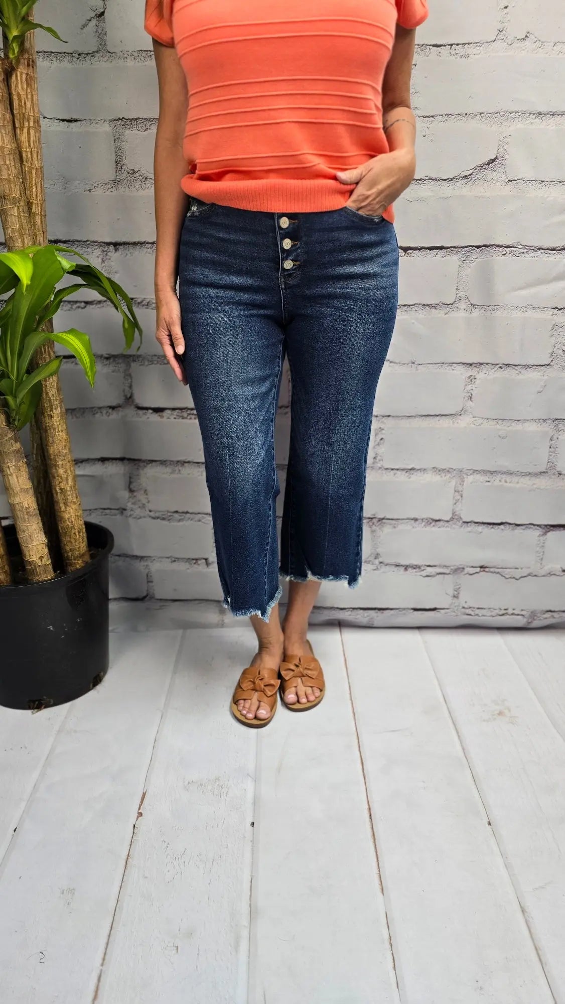Josie HW Button Fly Crop Wide Leg Judy Blue