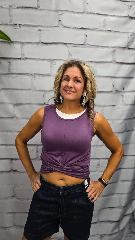 Purple Twist Crop Tank Zenana