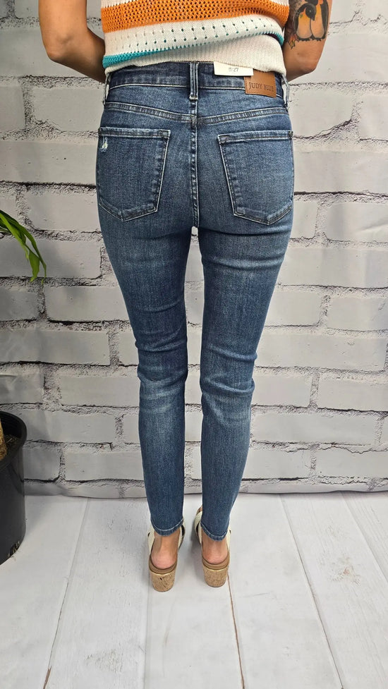 Fallon Mid-Rise Tummy Control Distressed Skinny Judy Blue