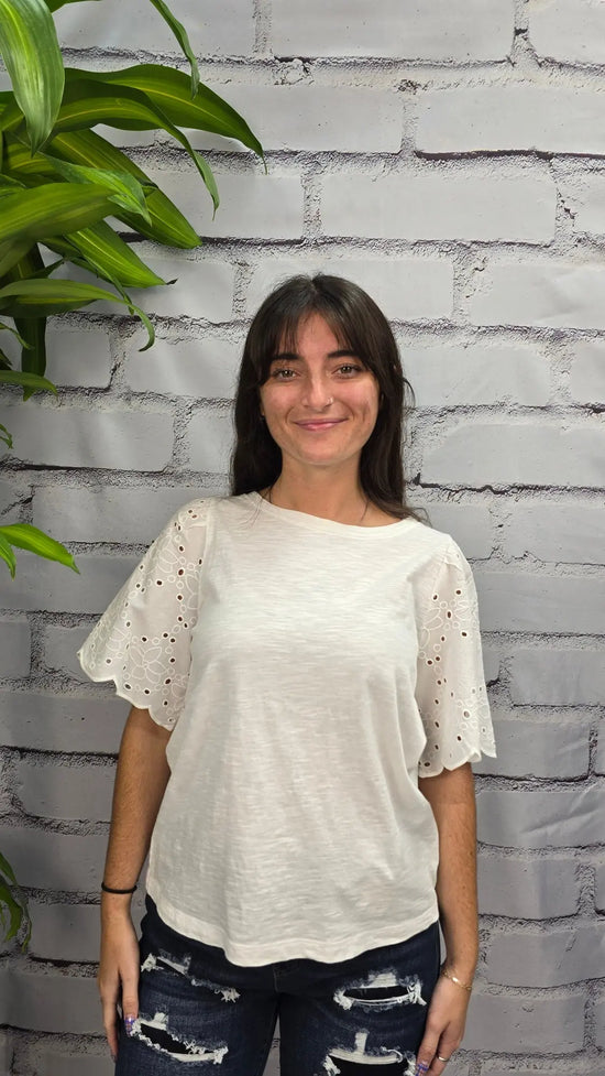 Ivory Lace Sleeve Top beachlunchlouge