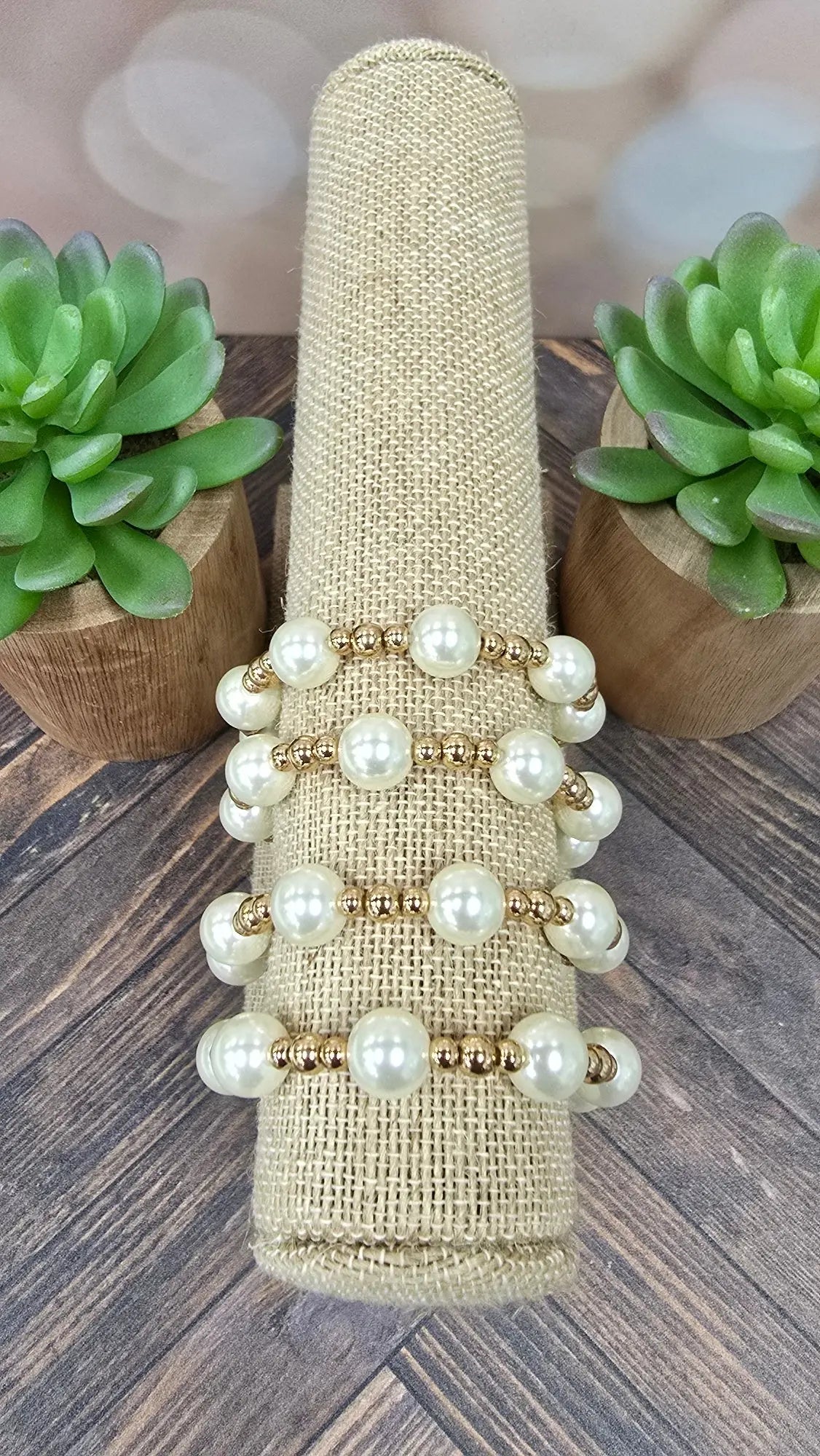 The Golden Grace Pearl Bracelet Set What's Hot