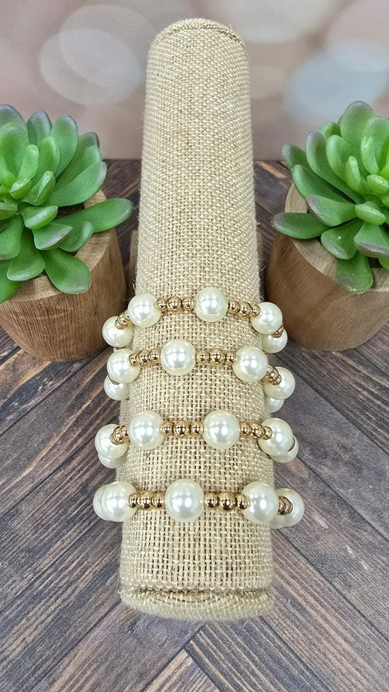 The Golden Grace Pearl Bracelet Set What's Hot