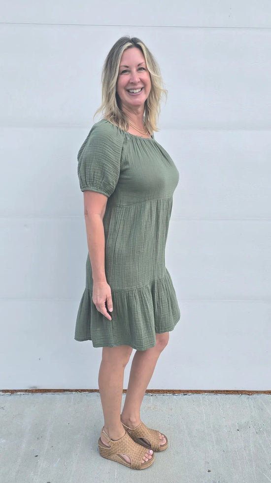 Moss Green Gauze Dress beachlunchlouge